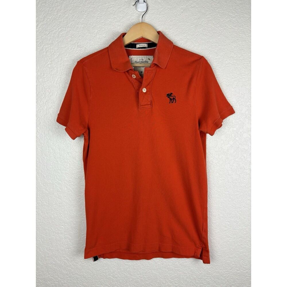 Abercrombie & Fitch Men's Muscle‎ Polo Shirt Size Medium Orange Preppy Classic
